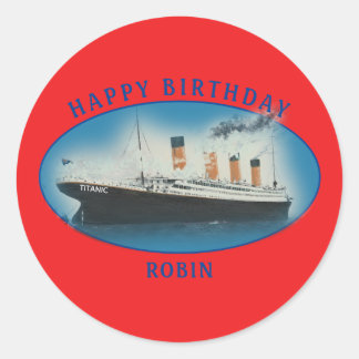 Titanic Birthday Red RMS White Star Line Ship Ronde Sticker