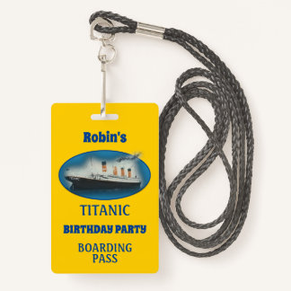 Titanic Birthday Yellow White Star Line Ship Badge