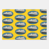 Titanic Birthday Yellow White Star Line Ship Inpakpapier Vel (Voorkant 2)