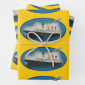 Titanic Birthday Yellow White Star Line Ship Inpakpapier Vel (In situ)
