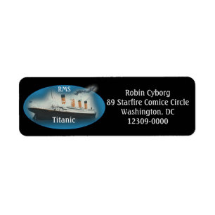 Titanic Black Maritime White Star-adres Etiket