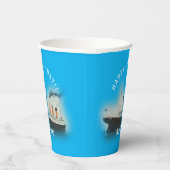 Titanic Blauwe Verjaardagspapier Cups Papieren Bekers (Rechts)