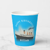 Titanic Blauwe Verjaardagspapier Cups Papieren Bekers (Voorkant)