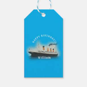 Titanic Blue Birthday White Star Line Ship Cadeaulabel
