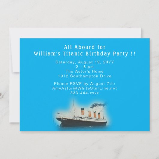 Titanic Blue Verjaardag White Star Line Schip Kaart (Voorkant)