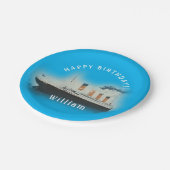 Titanic Blue Verjaardag White Star Line Schip Papieren Bordje (Gekanteld)