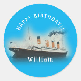 Titanic Blue Verjaardag White Star Line Schip Ronde Sticker