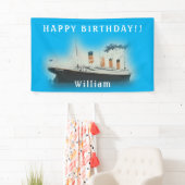 Titanic Blue Verjaardag White Star Line Schip Spandoek (Insitu)