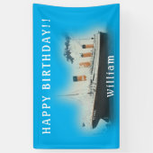 Titanic Blue Verjaardag White Star Line Schip Spandoek (Verticaal)