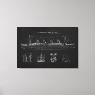 Titanic Blueprint Patent Poster Art Canvas Afdruk