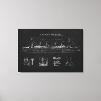 Titanic Blueprint Patent Poster Art Canvas Afdruk