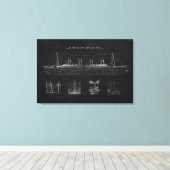 Titanic Blueprint Patent Poster Art Canvas Afdruk (Insitu (Houten vloer))