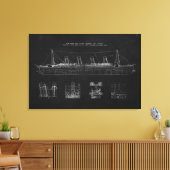Titanic Blueprint Patent Poster Art Canvas Afdruk (Insitu (Woonkamer))