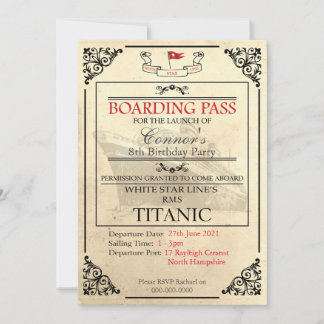 Titanic Boarding Pass Invitation Save The Date