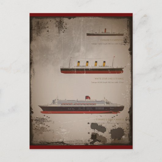 Titanic Carpathia en Mary Briefkaart (Voorkant)