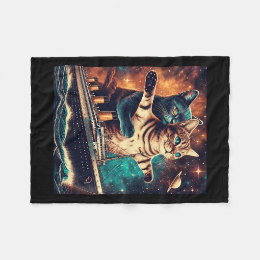 Titanic Cats Funny T-shirt Fleece Deken (Voorkant (Horizontaal))