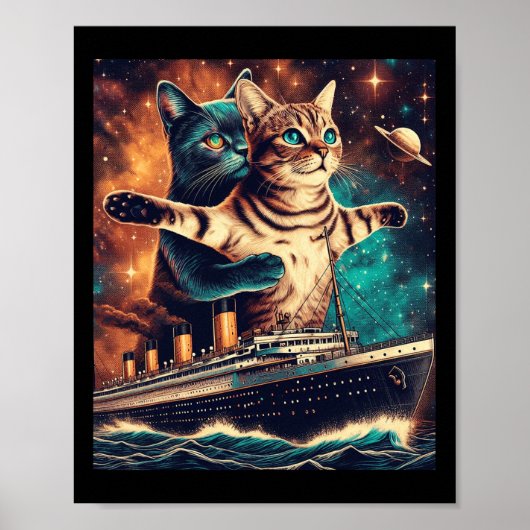 Titanic Cats Funny T-shirt Poster (Voorkant)