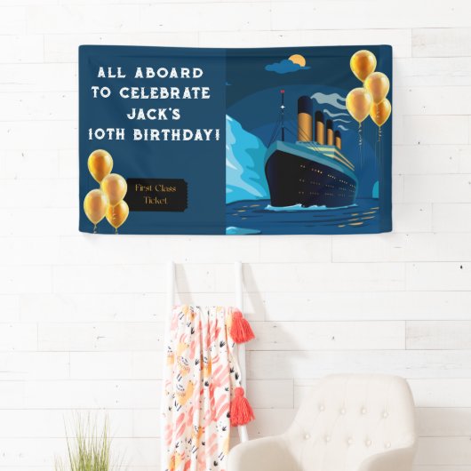 Titanic Cruise Liner Birthday Banner (Insitu)