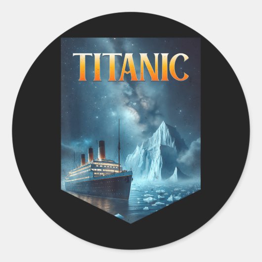 Titanic Cruise Ship Iceberg 1912 RMS Voyage Mannen Ronde Sticker (Voorkant)