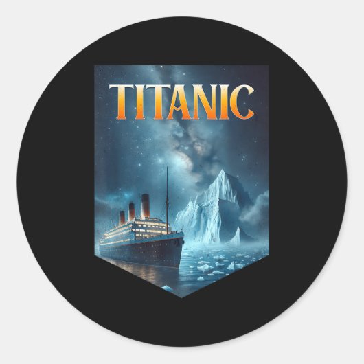 Titanic Cruise Ship Iceberg 1912 Rms Voyage Men Wo Ronde Sticker (Voorkant)