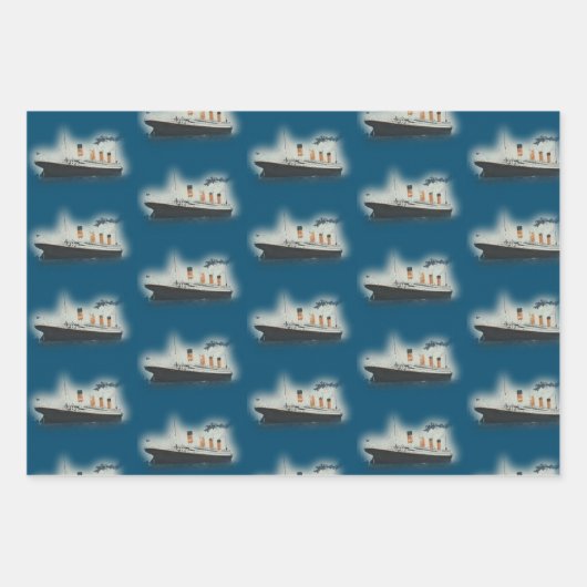 Titanic  Dark Blue Zee White Star Line Ship Inpakpapier Vel (Voorkant 3)