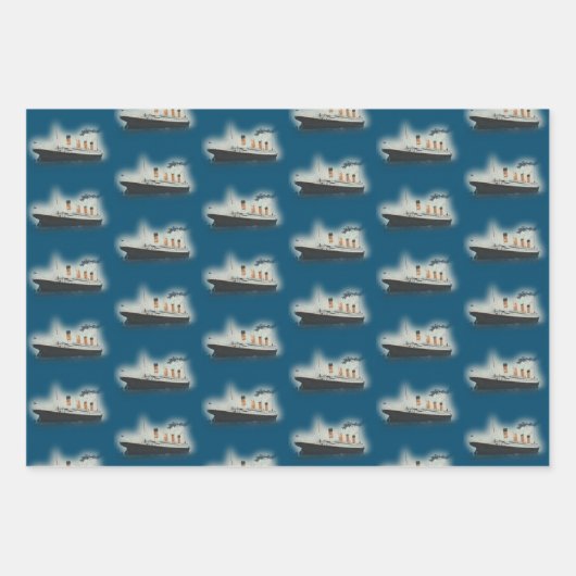 Titanic  Dark Blue Zee White Star Line Ship Inpakpapier Vel (Voorkant 2)