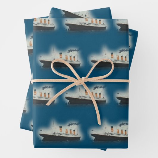 Titanic  Dark Blue Zee White Star Line Ship Inpakpapier Vel (In situ)