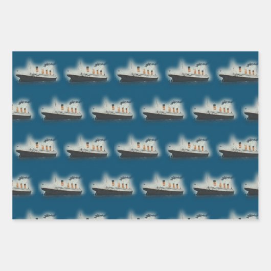 Titanic  Dark Blue Zee White Star Line Ship Inpakpapier Vel (Voorkant)