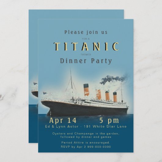 Titanic Dinner Party Invitation Kaart (Voorkant / Achterkant)