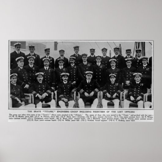 Titanic Engineers die werkzaam waren op de Olympis Poster (Voorkant)