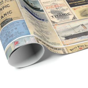 Titanic Ephemera Collage voor Oceaanlijnentusiaste Cadeaupapier