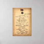 TITANIC Final Luncheon Menu 1912 Canvas Afdruk (Voorkant)