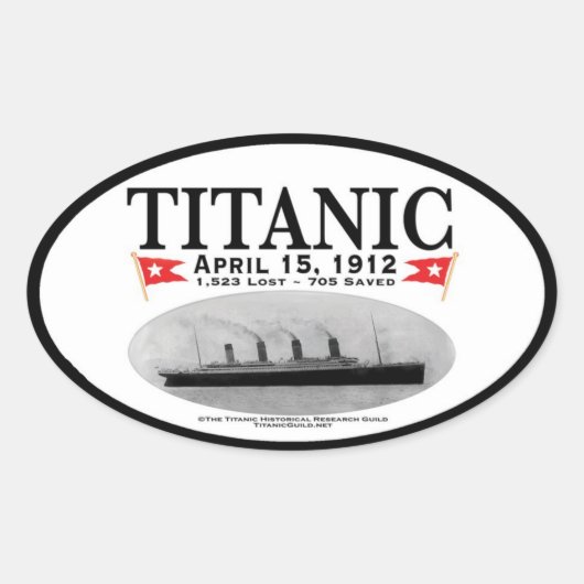 Titanic Ghost Ship Oval Stickers (zwarte rand) (Voorkant)