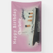 Titanic Happy Birthday Girl Pink Name Ship Spandoek (Verticaal)