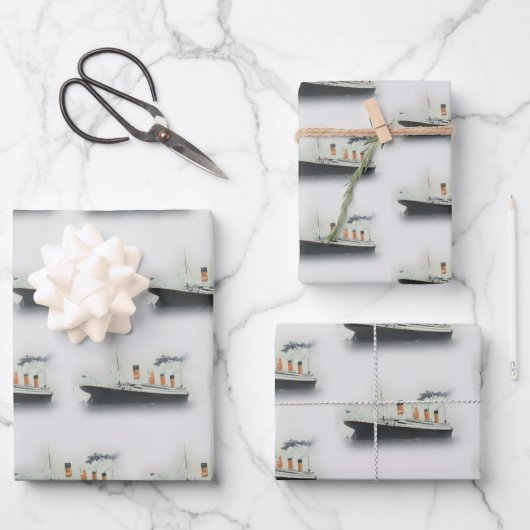 Titanic  Iceberg Grey White Star Line Ship Inpakpapier Vel (Voorkant)