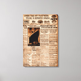 Titanic Is Reported Sinking Sepia Vintage Scheepva Canvas Afdruk
