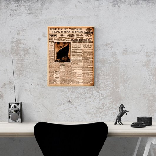 Titanic Is Reported Zinkende Oude Krant Poster