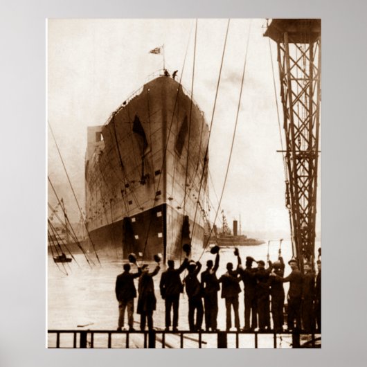 Titanic Launch Circa Sepia 1912 Poster (Voorkant)