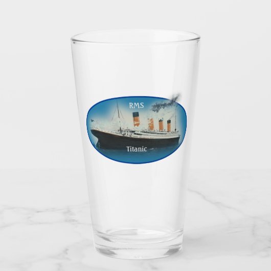 Titanic Maritime Blue White Star Line Ship Glass Glas (Voorkant)