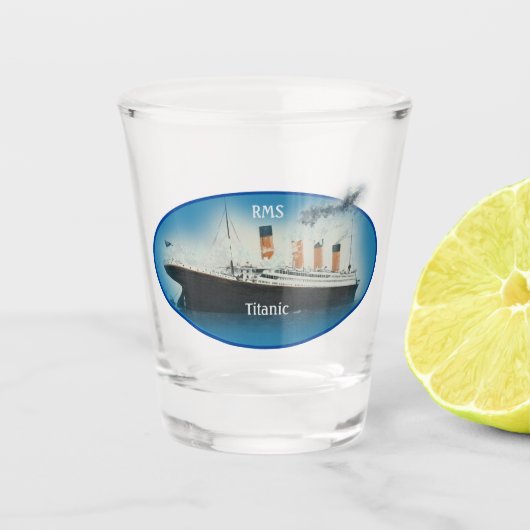 Titanic Maritime Blue White Star Line Ship Shot Glas (Voorkant)