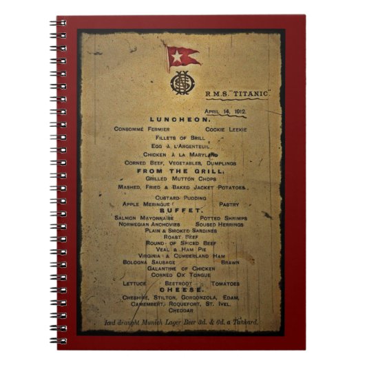 Titanic Menu Notitieboek (Voorkant)