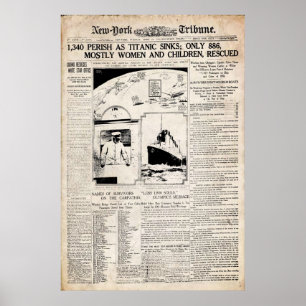 Titanic New York Tribune Newspaper Reprint Poster