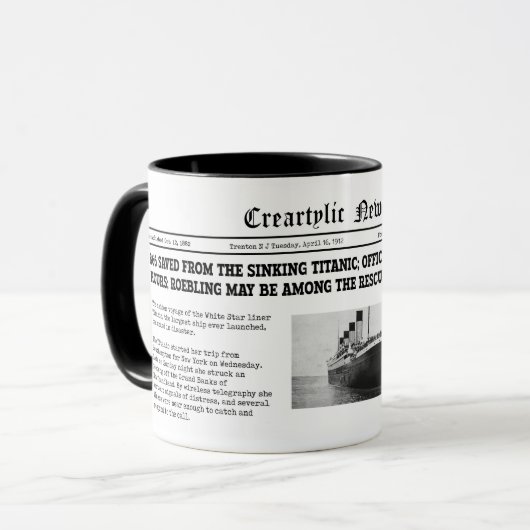 Titanic news mok (Voorkant links)
