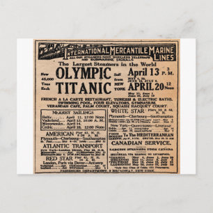 Titanic Newspaper Ad Briefkaart
