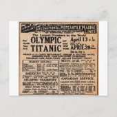 Titanic Newspaper Ad Briefkaart (Voorkant)