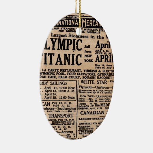 Titanic Newspaper Ad Keramisch Ornament (Rechts)