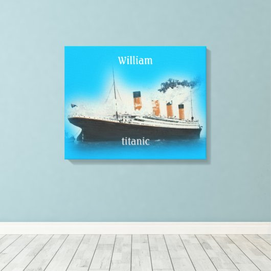 Titanic  Ocean Blue White Star Ship Canvas Afdruk (Insitu (Houten vloer))