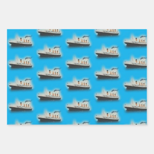 Titanic Ocean Blue White Star Ship Inpakpapier Vel (Voorkant 3)