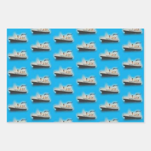Titanic  Ocean Blue White Star Ship Inpakpapier Vel (Voorkant 2)