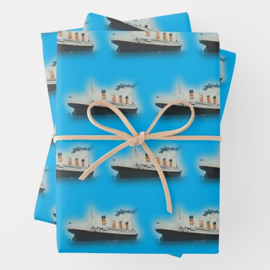 Titanic Ocean Blue White Star Ship Inpakpapier Vel (In situ)